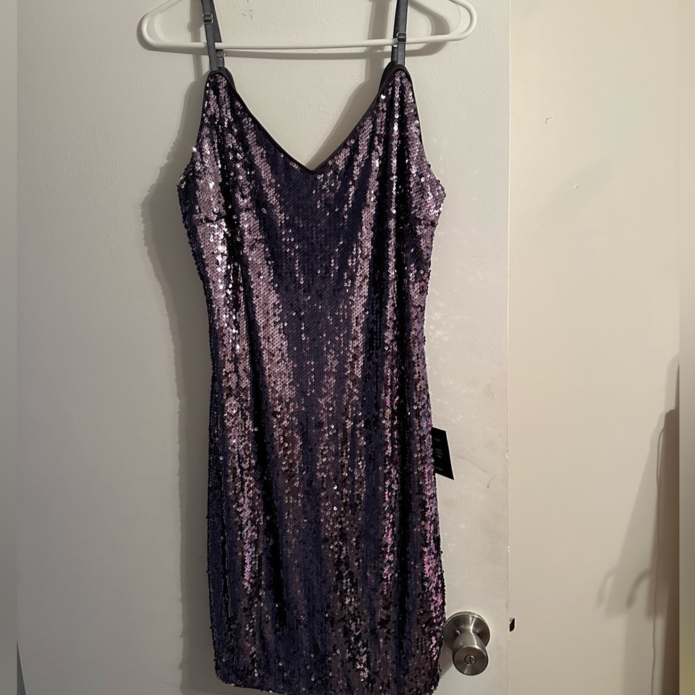 Lulus Purple Sequin Homecoming Dress.